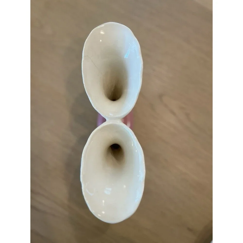 Vintage Light Pink Double Cornucopia - 5-1/2" Tall - Gloss Finish - Picture 5 of 8